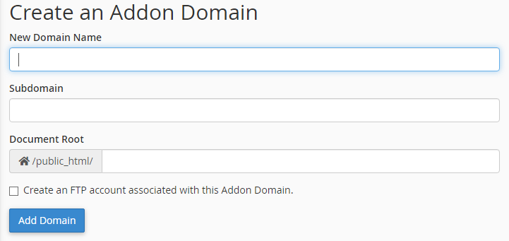 Adding an Addon Domain in cPanel